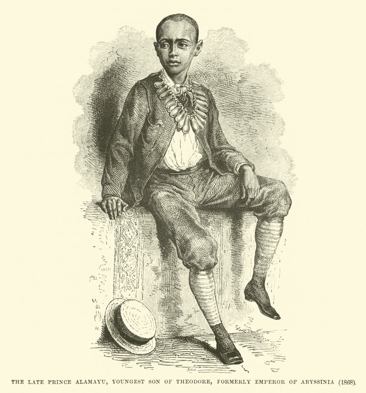 O falecido príncipe Alamayu, filho mais novo de Theodore, ex-imperador da Abissínia, 1868 de English School