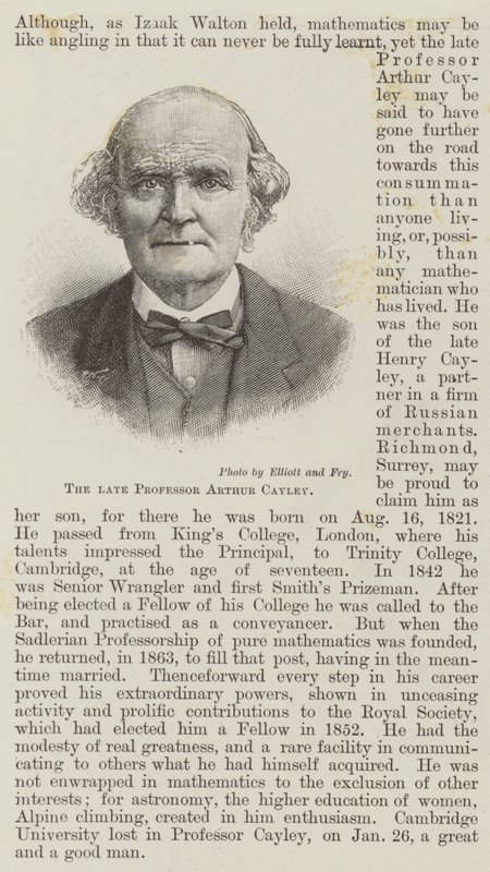 O falecido Professor Arthur Cayley (gravura) de English School