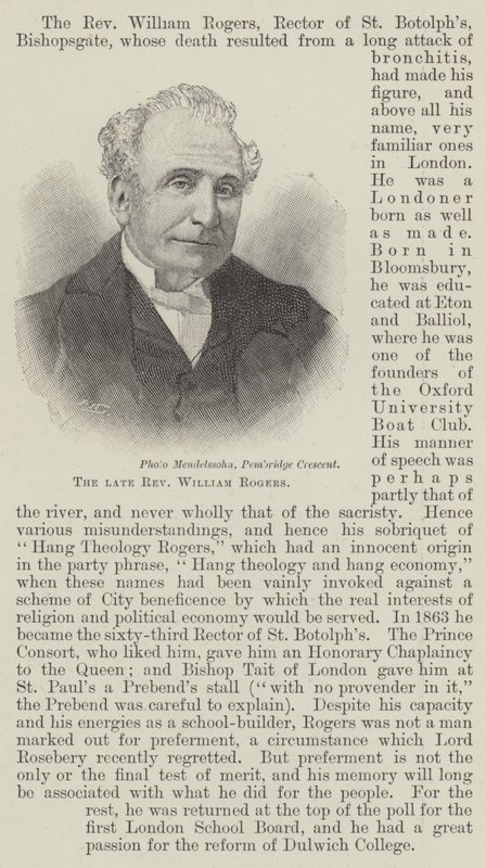 O falecido Reverendo William Rogers (gravura) de English School