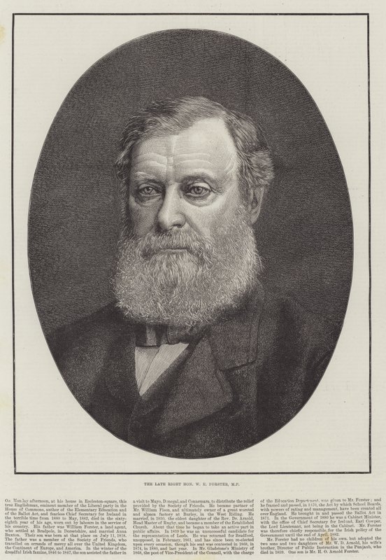 O falecido W E Forster, Deputado (gravura) de English School
