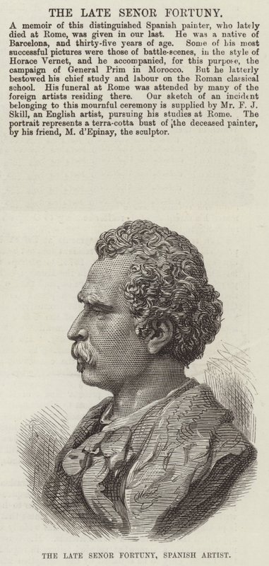O falecido Señor Fortuny, Artista Espanhol (gravura) de English School