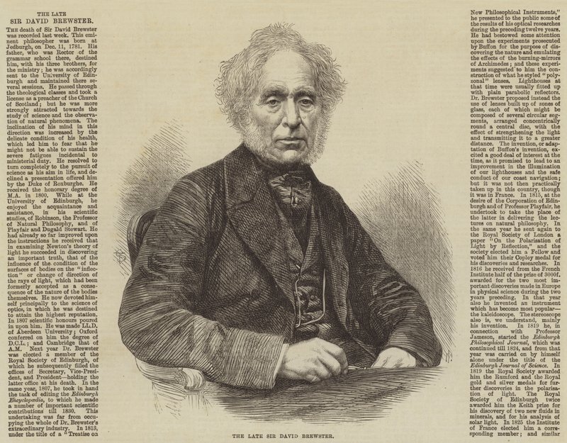 O falecido Sir David Brewster (gravura) de English School