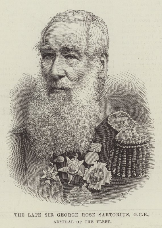 O falecido Sir George Rose Sartorius, GCB, Almirante da Frota (gravura) de English School