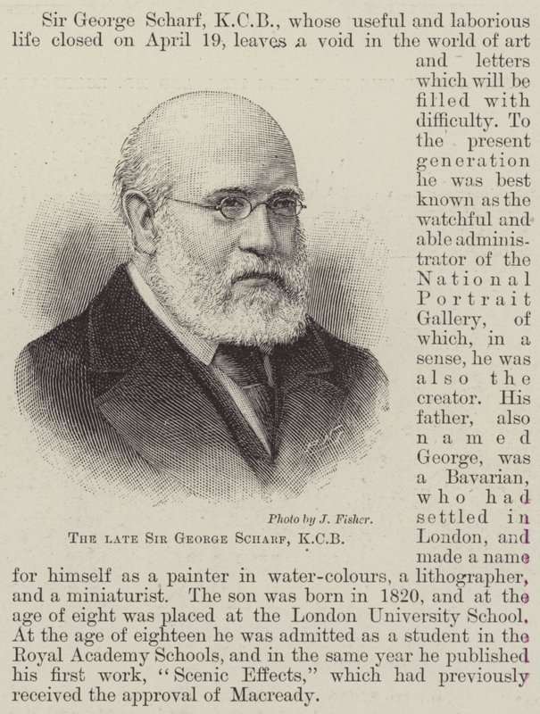 O falecido Sir George Scharf, KCB (gravura) de English School