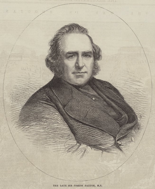 O falecido Sir Joseph Paxton, deputado (gravura) de English School