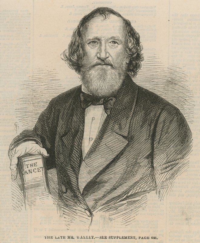 O falecido Thomas Wakley, MP de Finsbury e editor fundador da The Lancet de English School