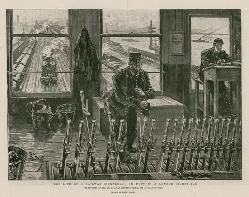A vida de um sinaleiro ferroviário de plantão em uma caixa de sinal de Londres de English School