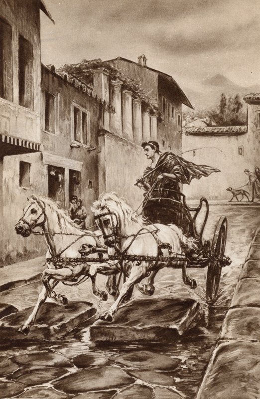 A vida de uma rua em Pompeia nos grandes dias antes do desaparecimento da cidade (cor litho) de English School