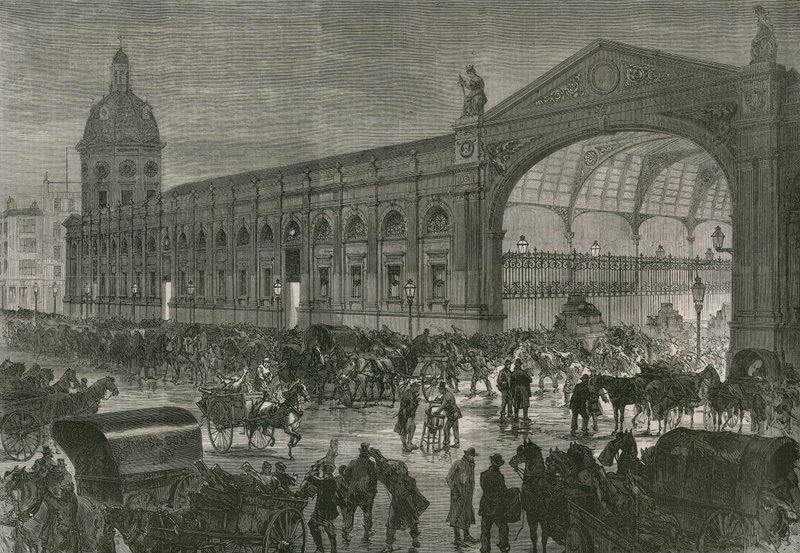 O mercado de carne, Smithfield às duas da manhã de English School