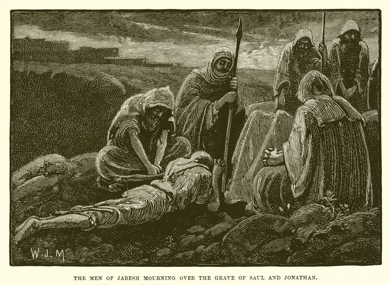 Os homens de Jabes lamentando a sepultura de Saul e Jônatas de English School