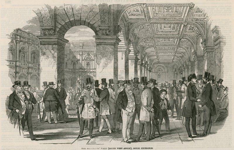 Os comerciantes caminham (ângulo oeste sul), Royal Exchange de English School