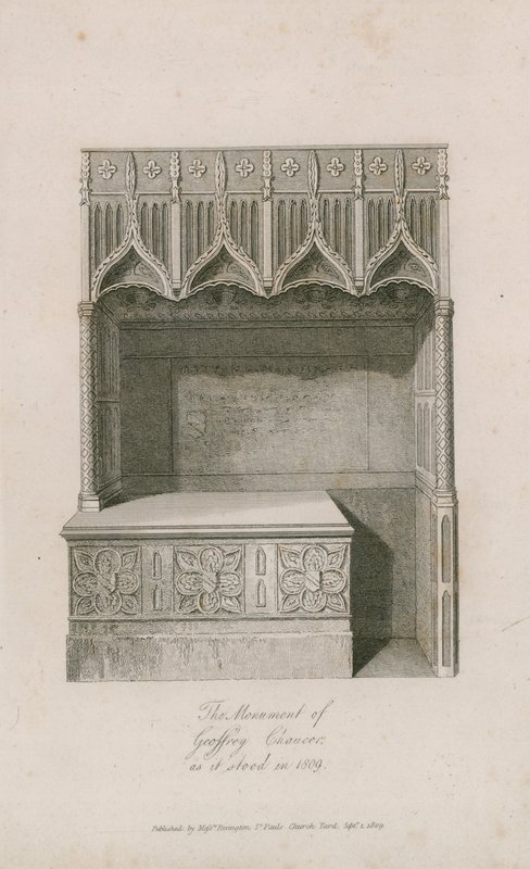 O monumento de Geoffrey Chaucer de English School