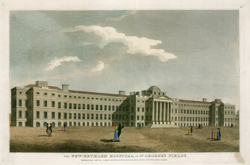 O novo Hospital de Belém em St Georges Fields, Londres de English School