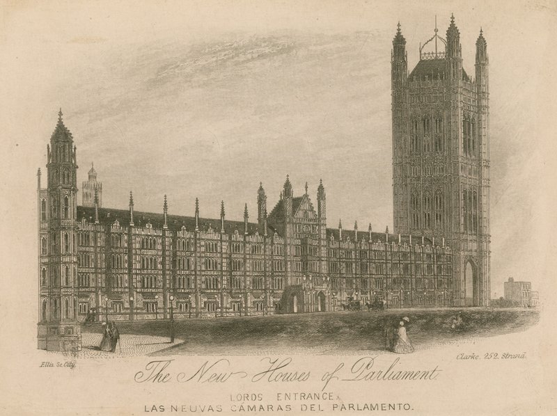 As novas Casas do Parlamento, Palácio de Westminster, Londres; Lords Entrace de English School