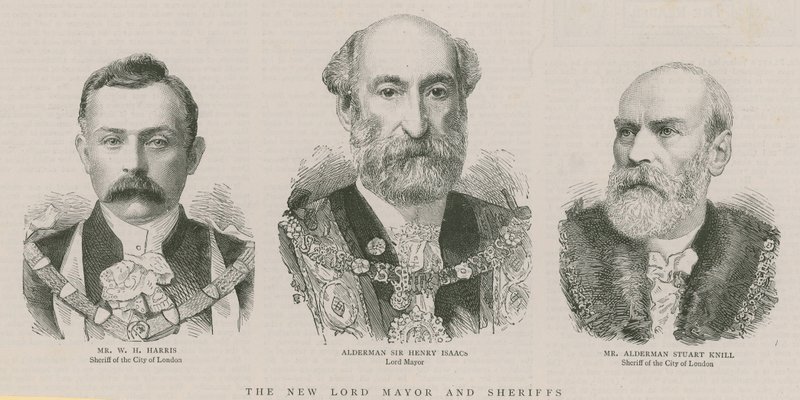 O novo lorde prefeito e xerifes: o vereador Sir Henry Isaacs, lorde prefeito de English School