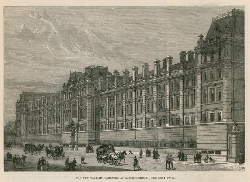O novo quartel de cavalaria em Knightsbridge de English School