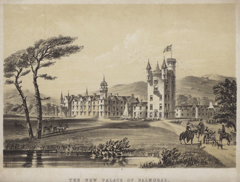 O novo palácio de Balmoral (gravura colorida) de English School