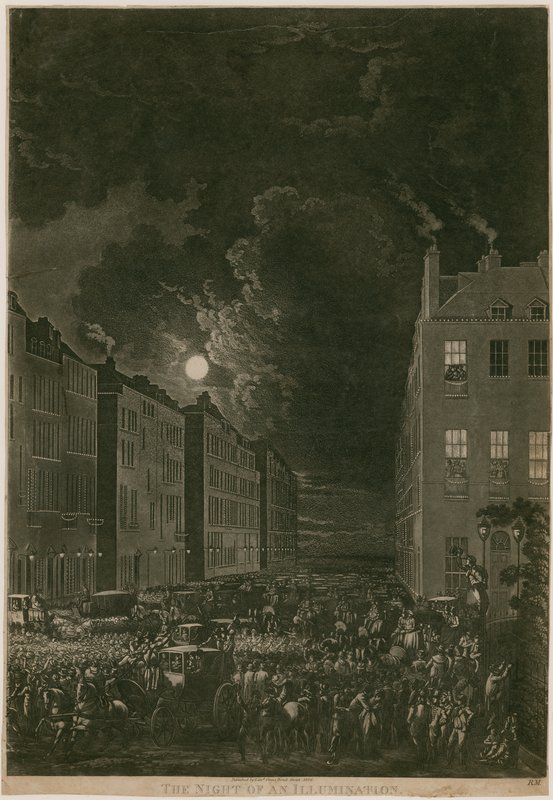 A noite de uma iluminação, 29 de abril de 1802; Portman Square, em Londres de English School