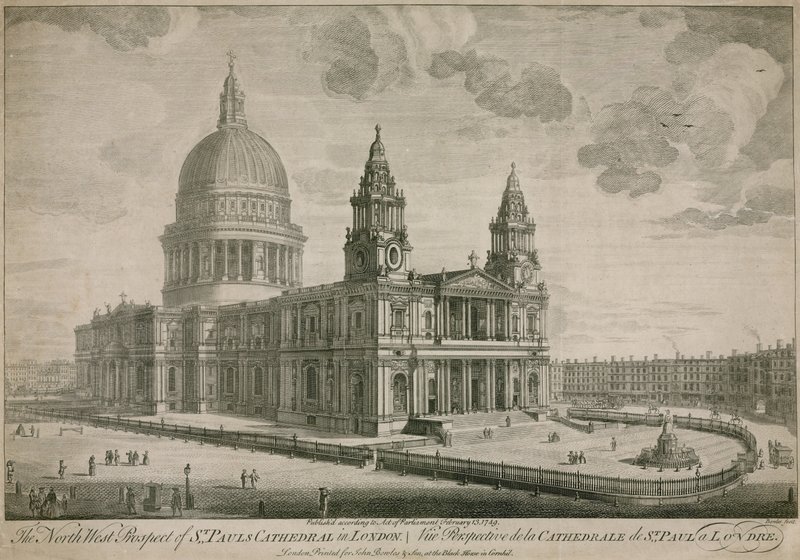 A perspectiva do noroeste da Catedral de St Pauls em Londres de English School