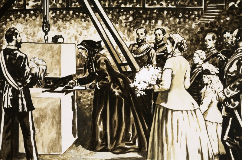 A inauguração do Albert Hall pela envelhecida Rainha Vitória em 1871 de English School