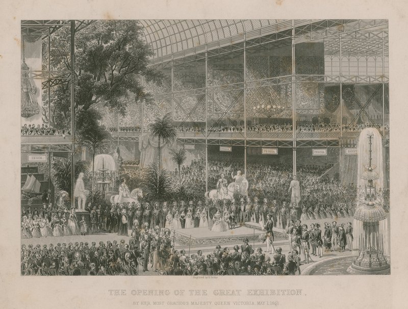 A abertura da Grande Exposição por Sua Majestade, a Rainha Vitória, em 1º de maio de 1851 de English School