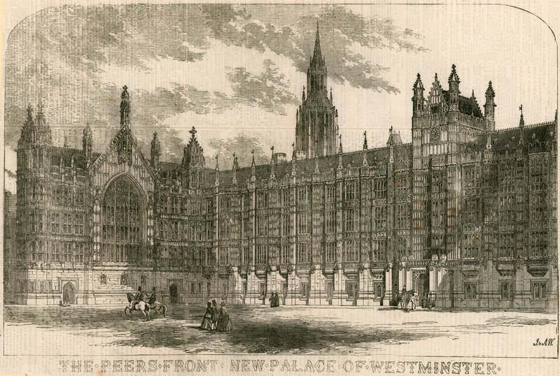 A frente dos pares, novo Palácio de Westminster, Londres de English School