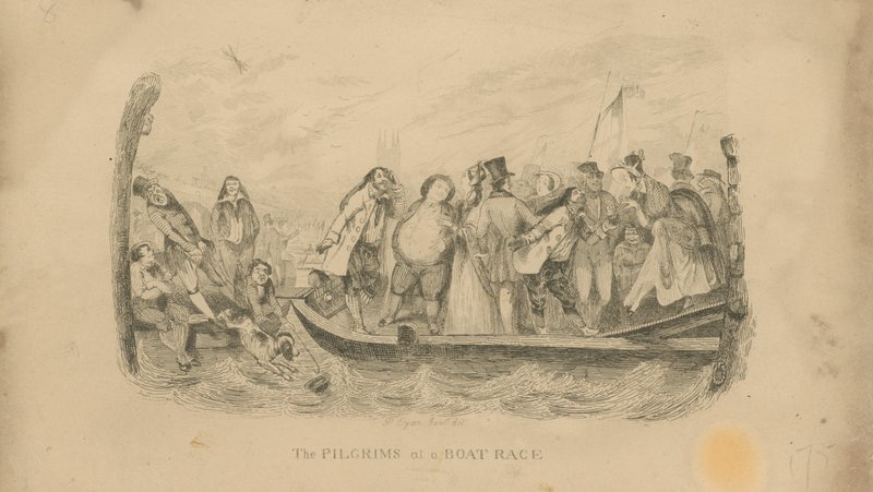 Os peregrinos em uma corrida de barco de English School