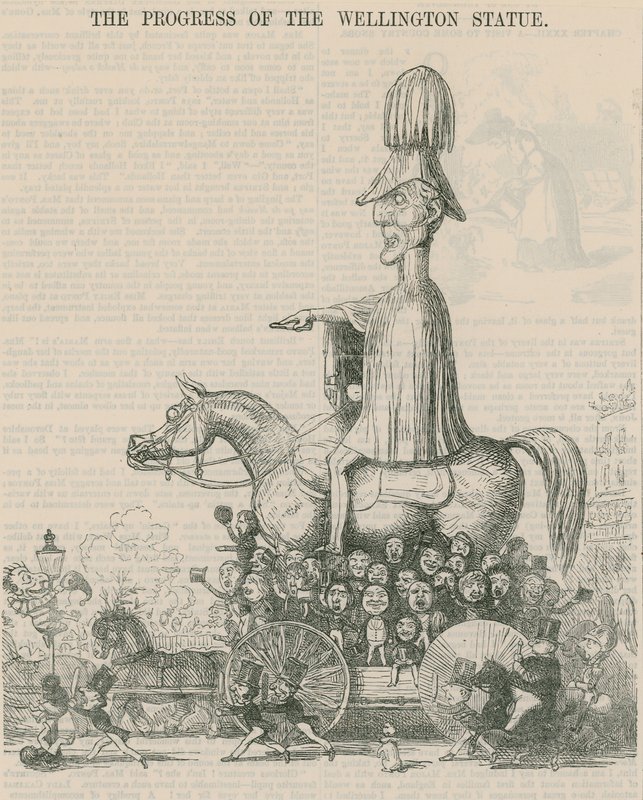 O progresso da estátua de Wellington, cartoon de English School