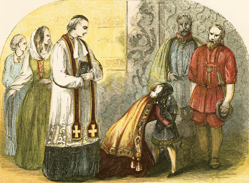 A rainha de Edward IV, se separando do jovem duque de York de English School