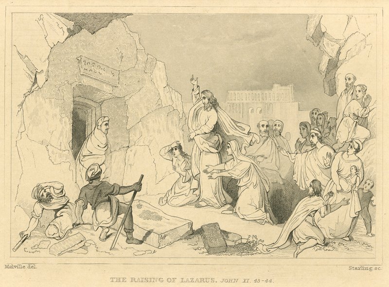 A elevação de Lázaro, João XI, 43-44 (gravura) de English School