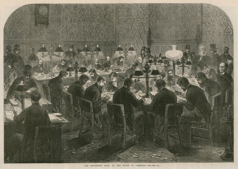 A sala dos repórteres na Câmara dos Comuns de English School
