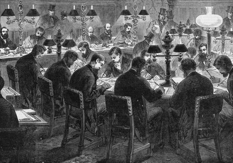 A sala dos repórteres na Câmara dos Comuns de English School