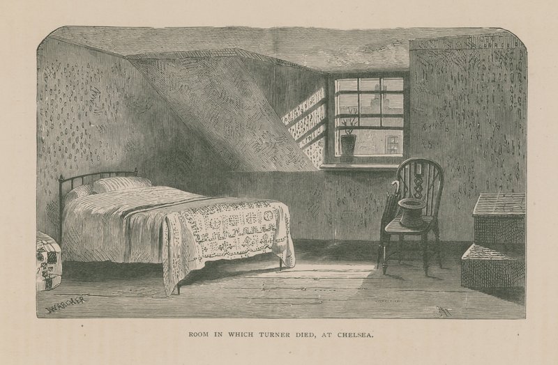 A sala em que o artista JMW Turner morreu de English School