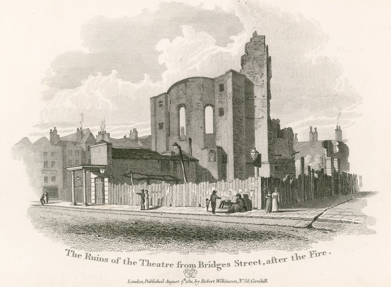 As ruínas do Teatro Real, Drury Lane, da Bridges Street de English School