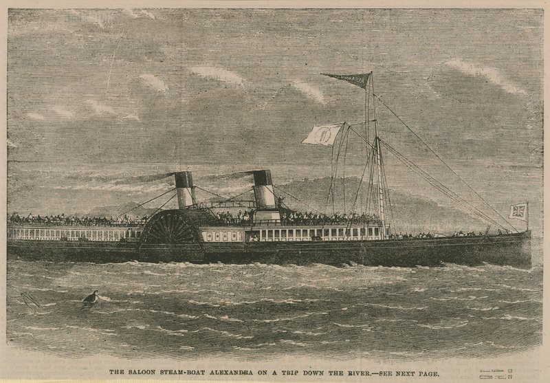 O saloon steamboat Alexandra em uma viagem descendo o rio de English School