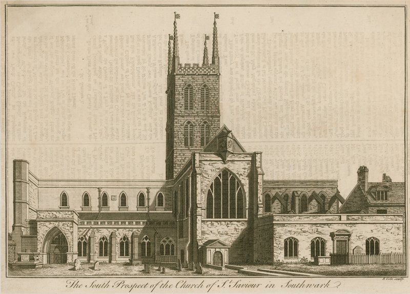A perspectiva sul de St Saviours, Southwark, Londres de English School