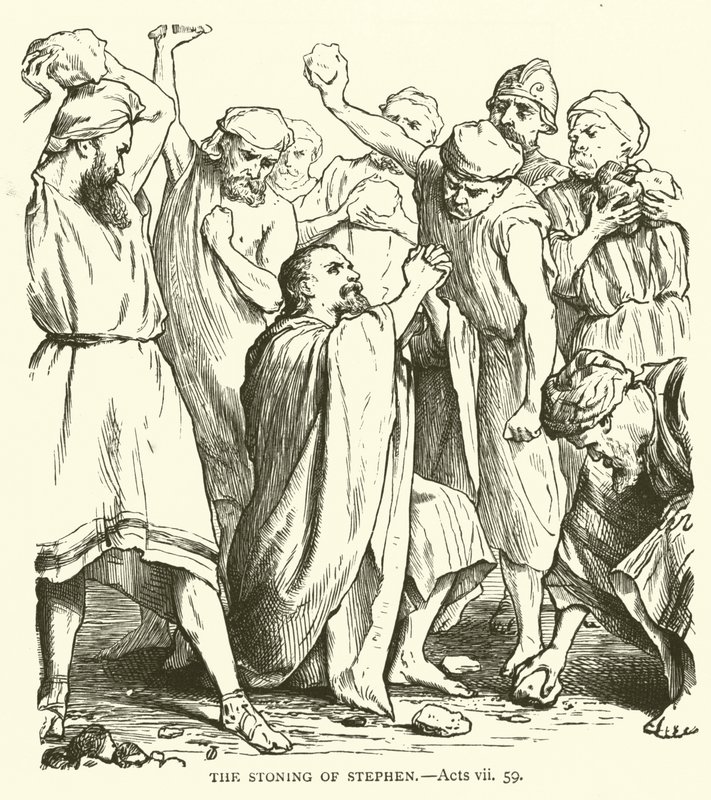 O apedrejamento de Estevão, Atos, vii, 59 (gravura) de English School
