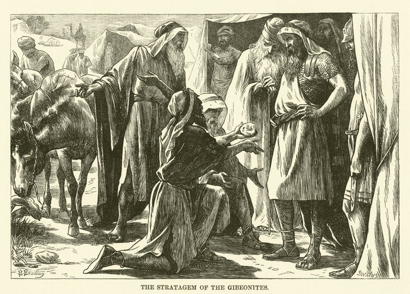 O estratagema dos Gibeonitas (gravura) de English School