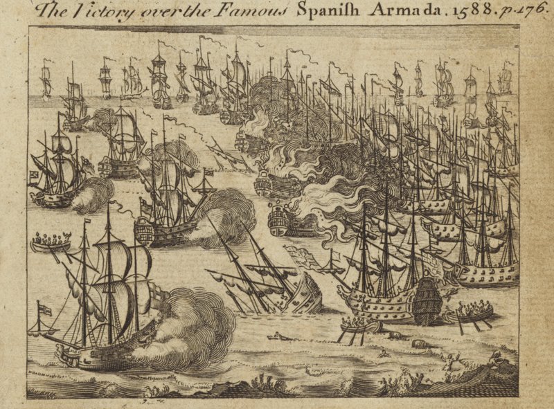 A vitória sobre a famosa armada espanhola, 1588 de English School