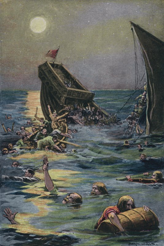 O naufrágio do Navio Branco carregando o único filho do Rei Henrique I de Inglaterra, ao largo da costa da Normandia de English School