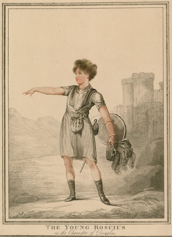 O jovem Roscius no personagem de Douglas de English School