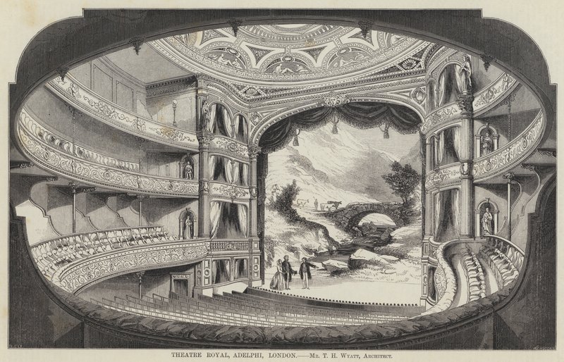 Theatre Royal, Adelphi, Londres (gravura) de English School