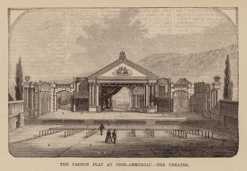 Teatro da peça da Paixão de Oberammergau, Baviera (gravura) de English School