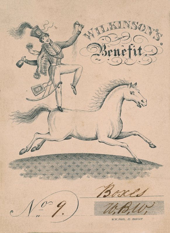 Bilhete de teatro: Beneficência de Wilkinson (gravura) de English School