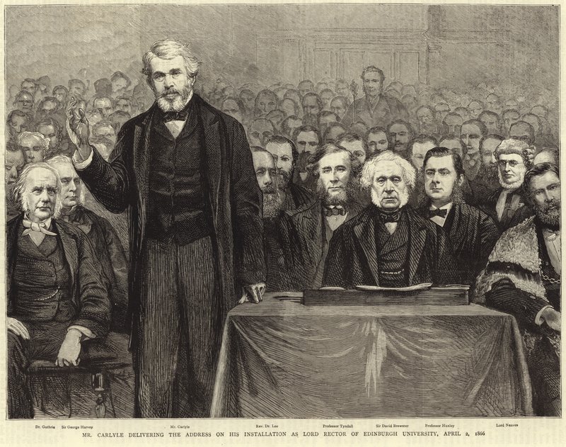 Thomas Carlyle entregando o endereço em sua instalação como Lord Rector of Edinburgh University de English School