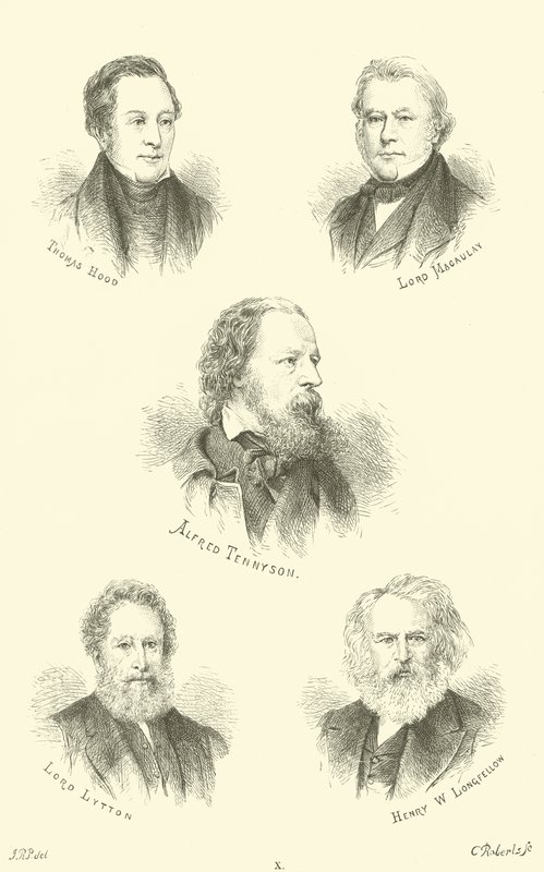 Thomas Hood, Lorde Macaulay, Alfred Tennyson, Lorde Lytton, Henry W Longfellow de English School