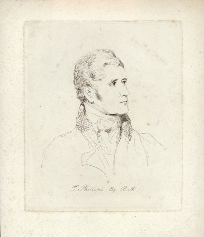 Thomas Phillips, inglês retrato e sujeito pintor. Gravura por Mary Dawson Turner de English School