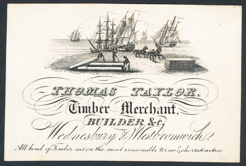Thomas Taylor, comerciante de madeira, construtor etc, cartão de comércio de English School