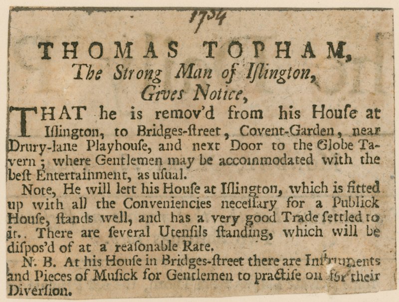 Thomas Topham, o homem forte de Islington de English School