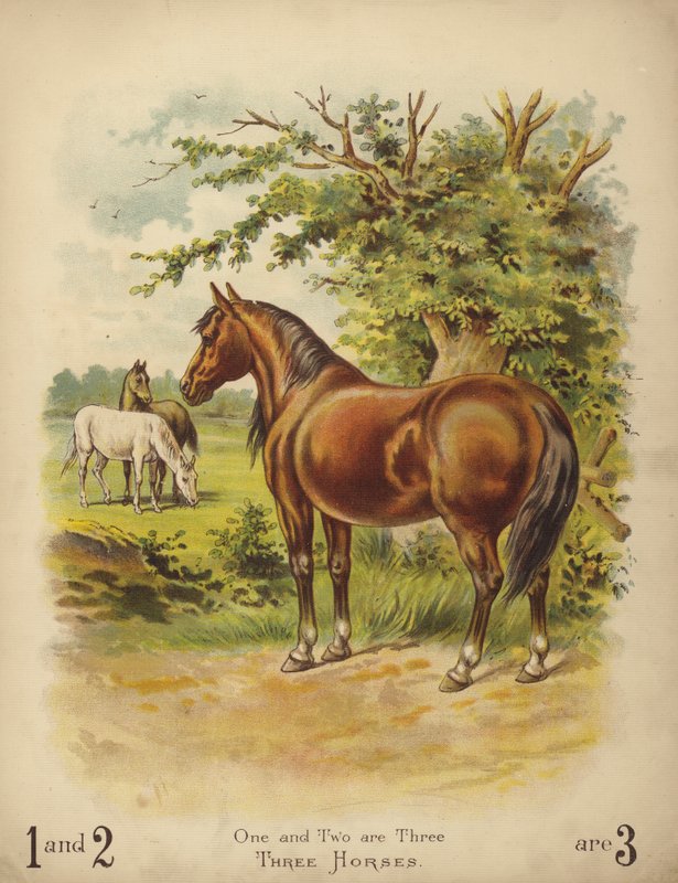 Três cavalos (cromolitografia) de English School